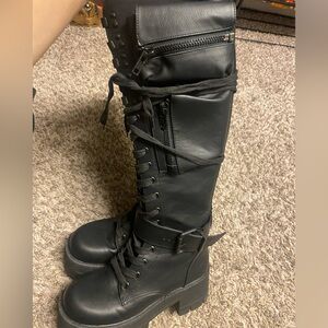 Boots tall obsidian cargo pocket cargo combat boots